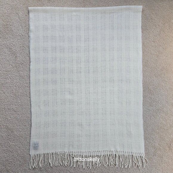 Woven Wool Scarf Ivory Woolmark - Picture 1 of 12